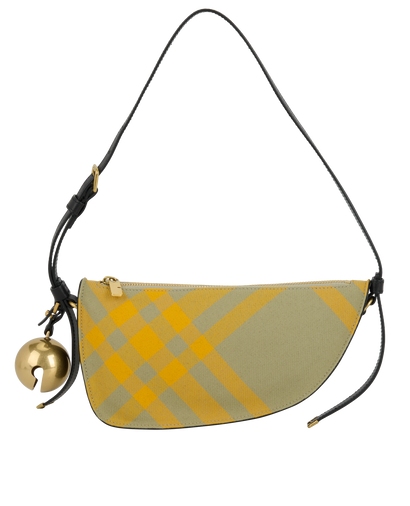 Mini Check Shield Sling Bag, £650, Handbags, Grey/Yellow, Canvas, Front view